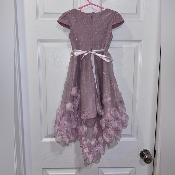 Rare Editions Little Girls Floral Puff Sleeves 3D Floral Dress SZ 5 - Picture 7 of 7